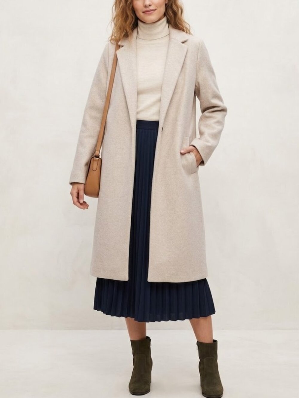 NWT Zara Beige Open Front Long Coat Size Large Capsule Quiet Luxury Minimalist